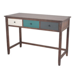 Pacific Lifestyle Blue Multicoloured Wood 3 Drawer Desk - thumbnail 3