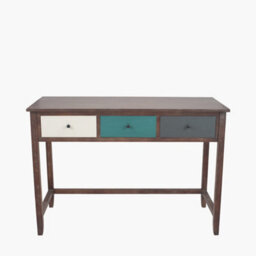 Pacific Lifestyle Blue Multicoloured Wood 3 Drawer Desk - thumbnail 2