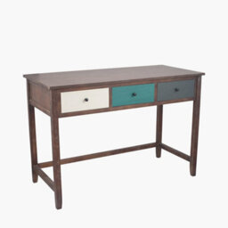 Pacific Lifestyle Blue Multicoloured Wood 3 Drawer Desk - thumbnail 4