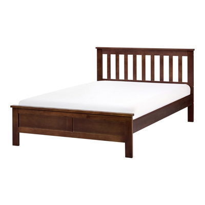 Beliani Bed Pine Wood Mayenne 120 X 200 Cm (Eu Small Double) Dark Brown - image 1