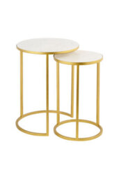 Aspect Furniture Monti Marble Round Nest Of 2 Tables In White With Gold Metal Bases - thumbnail 3