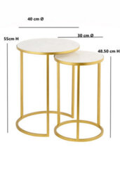 Aspect Furniture Monti Marble Round Nest Of 2 Tables In White With Gold Metal Bases - thumbnail 4