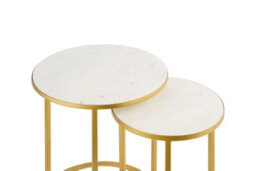 Aspect Furniture Monti Marble Round Nest Of 2 Tables In White With Gold Metal Bases - thumbnail 6