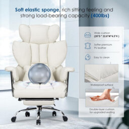 Onemill Ergonomic Executive Office Chair With Footrest, High Back Leather Desk Chair With Lumbar Support - thumbnail 4