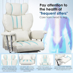 Onemill Ergonomic Executive Office Chair With Footrest, High Back Leather Desk Chair With Lumbar Support - thumbnail 6