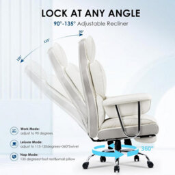 Onemill Ergonomic Executive Office Chair With Footrest, High Back Leather Desk Chair With Lumbar Support - thumbnail 5