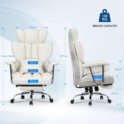 Onemill Ergonomic Executive Office Chair With Footrest, High Back Leather Desk Chair With Lumbar Support - thumbnail 2