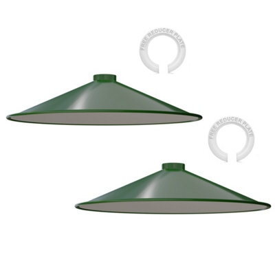 2Pcs Metal Lampshade 40Cm Retro Style Disc Shape Green Easy Fit Pendant Light Shade For Living Rooms Bedroom, Kitchen, Dining Room - image 1