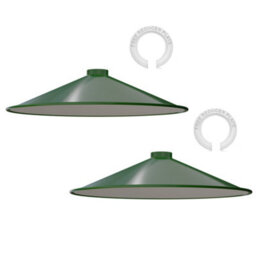 2Pcs Metal Lampshade 40Cm Retro Style Disc Shape Green Easy Fit Pendant Light Shade For Living Rooms Bedroom, Kitchen, Dining Room