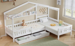 Matteo Single Tree-House Wooden Bed Frame With Led Strip & Storage Drawers - White - thumbnail 9