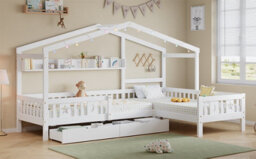 Matteo Single Tree-House Wooden Bed Frame With Led Strip & Storage Drawers - White - thumbnail 8