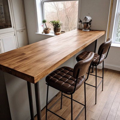 TRL Handmade Furniture Solid Oak Breakfast Bar - 120Cm(L) X 45Cm(W) - image 1