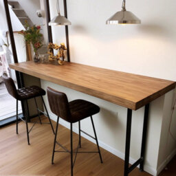 TRL Handmade Furniture Solid Oak Breakfast Bar - 120Cm(L) X 45Cm(W) - thumbnail 3