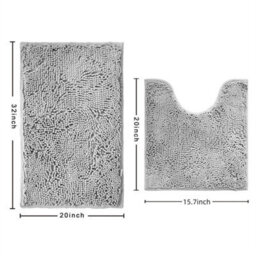 2-Piece Bathroom Mat Set, Non Slip Bath Rug And Toilet Pedestal Mat For Shower Room - thumbnail 2