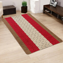 Smart Living Gel Back Heavy Duty Machine Washable Hallway Kitchen Non Slip Door Mat - 60Cm X 220Cm - Brown & Red - thumbnail 1