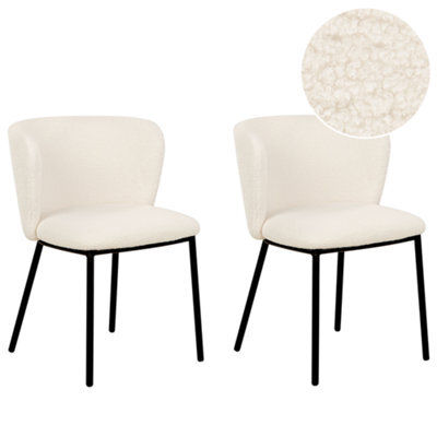 Beliani Set Of 2 Dining Chairs Mina Boucle Off-White - image 1