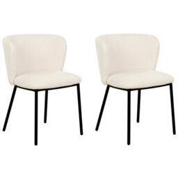 Beliani Set Of 2 Dining Chairs Mina Boucle Off-White - thumbnail 4