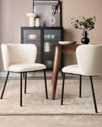 Beliani Set Of 2 Dining Chairs Mina Boucle Off-White - thumbnail 2