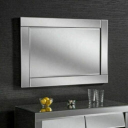 Deenz Large Chloe Silver Glass Frame Rectangle Bevelled Modern Wall Mirror 90X60Cm Decor Mirror Gift