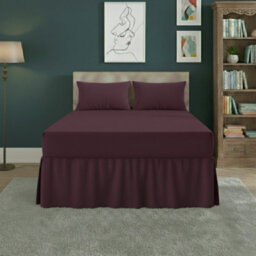 Fitted Valance Bed Sheet Polycotton Mattress Cover And Frill Easy Care Plum