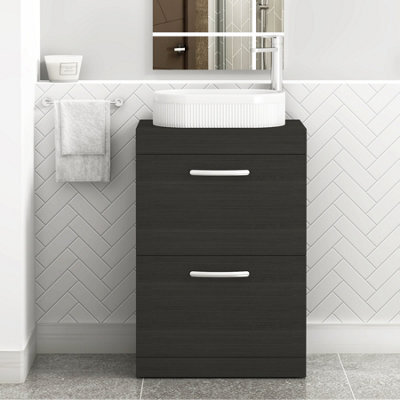 Royal Bathrooms Turin 600mm Freestanding Bathroom Vanity Unit With Sink 2 Drawer Hale Black & Lyon Countertop Basin - image 1