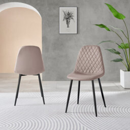 Furniturebox Giovani Rectangular 4 Seat White High Gloss Unique Halo Dining Table Black Glass Top 4 Beige Faux Leather Black Leg Corona Chairs - thumbnail 6