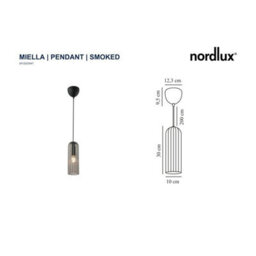 Nordlux Miella Glass Pendant Light Fluted Black,mains - thumbnail 7
