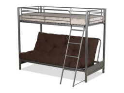 Mattress Guru Filton Dark Grey Metal Futon Bunk Bed Single Over Double With Guardrail And Ladder / Bed Frame Only - thumbnail 3