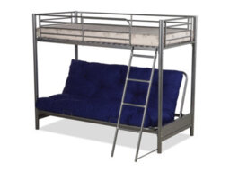 Mattress Guru Filton Dark Grey Metal Futon Bunk Bed Single Over Double With Guardrail And Ladder / Bed Frame Only - thumbnail 2