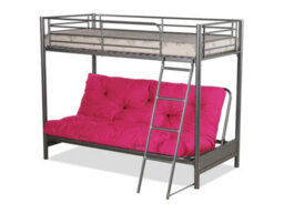 Mattress Guru Filton Dark Grey Metal Futon Bunk Bed Single Over Double With Guardrail And Ladder / Bed Frame Only - thumbnail 7