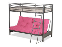 Mattress Guru Filton Dark Grey Metal Futon Bunk Bed Single Over Double With Guardrail And Ladder / Bed Frame Only - thumbnail 6