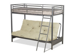 Mattress Guru Filton Dark Grey Metal Futon Bunk Bed Single Over Double With Guardrail And Ladder / Bed Frame Only - thumbnail 5
