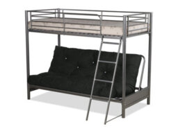 Mattress Guru Filton Dark Grey Metal Futon Bunk Bed Single Over Double With Guardrail And Ladder / Bed Frame Only - thumbnail 4