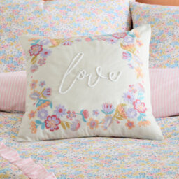 Catherine Lansfield Love Embroidered 45X45Cm Cushion Natural - thumbnail 1