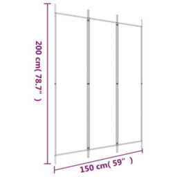 Berkfield 3-Panel Room Divider Black 150X200 Cm Fabric - thumbnail 8