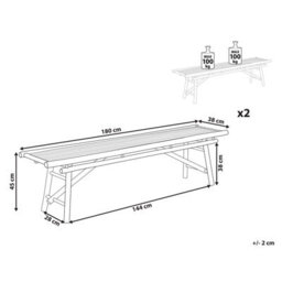 Beliani Set Of 2 Garden Benches Tindari 180 Cm Bamboo Light Brown - thumbnail 3
