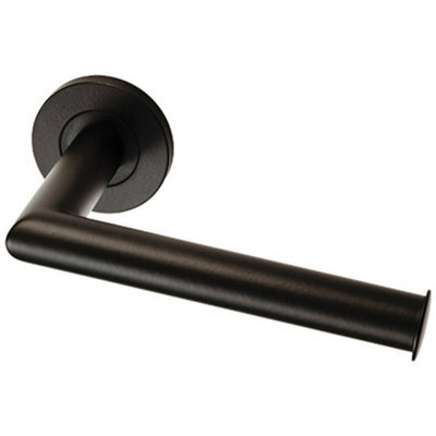 Mitred Bathroom Toilet Roll Holder On Rose Concealed Fix Matt Black - image 1