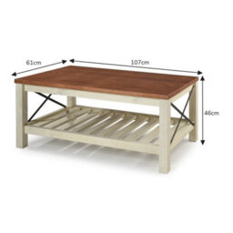 Mercers Furniture Cottage White/cream Painted Pine Coffee Table Wooden With Storage Shelf 46H X 107W X 61D Cm - thumbnail 8