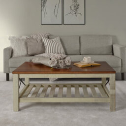 Mercers Furniture Cottage White/cream Painted Pine Coffee Table Wooden With Storage Shelf 46H X 107W X 61D Cm - thumbnail 2