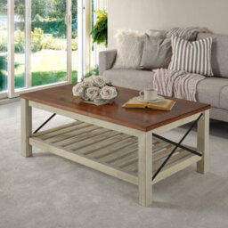 Mercers Furniture Cottage White/cream Painted Pine Coffee Table Wooden With Storage Shelf 46H X 107W X 61D Cm - thumbnail 1