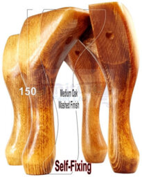 L&F Queen Anne Wooden Legs 150mm High Set Of 4 Medium Oak Wash Replacement Furniture Feet Chairs Sofas Footstools (Self Fixed) - thumbnail 1