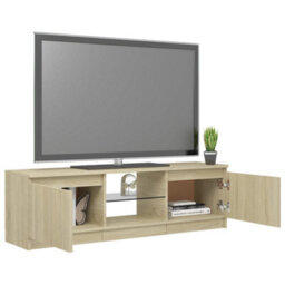 Berkfield Tv Cabinet With Led Lights Sonoma Oak 120X30X35.5 Cm - thumbnail 6