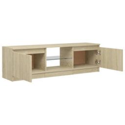 Berkfield Tv Cabinet With Led Lights Sonoma Oak 120X30X35.5 Cm - thumbnail 8