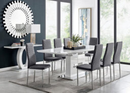 Furniturebox Uk Arezzo Large Extending Dining Table And 8 Grey Velvet Milan Chairs - thumbnail 1