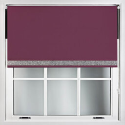 Furnished Aubergine Blackout Roller Blind With Silver Glitter Edge - Trimmable (W)50Cm X (L)165Cm