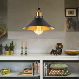 2 Pack Black Gold Inner Metal Lamp Shade 22Cm Modern Cone Ceiling Pendant Light Shades, Easy Fit For Bedroom, Living Room Kitchen - thumbnail 6