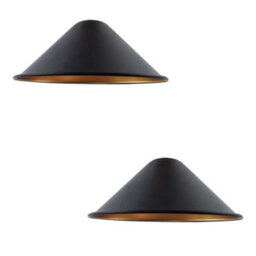 2 Pack Black Gold Inner Metal Lamp Shade 22Cm Modern Cone Ceiling Pendant Light Shades, Easy Fit For Bedroom, Living Room Kitchen - thumbnail 1