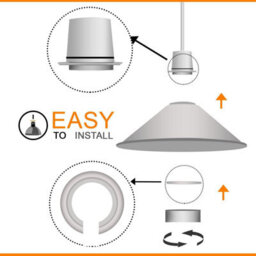 2 Pack Black Gold Inner Metal Lamp Shade 22Cm Modern Cone Ceiling Pendant Light Shades, Easy Fit For Bedroom, Living Room Kitchen - thumbnail 5