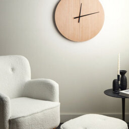Wyld and Coco Luminahome 60Cm Round Wall Clock - Light Brown Painted Mdf, Classic Cottage Style - thumbnail 2