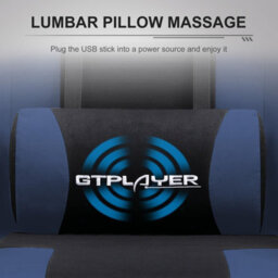 Gtplayer Fabric Gaming Chair, Massage Ergonomic Computer Chair With Footrest, Lumbar Support, Home Office Pc Racing Chairs, Blue - thumbnail 8